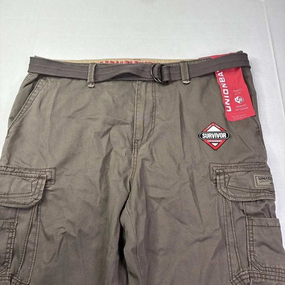 Unionbay Survivor Cargo Pants Men's Size 40x30 Saddle Belt Cotton Straight Leg